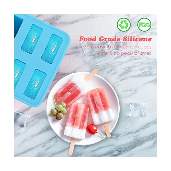 Nuovoware Ice Pop Maker, [Cavity of 10] Food Grade Silicone Frozen Ice Popsicle Makers with 100 Sticks, Kitchen Tools…