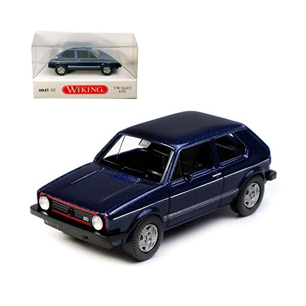 Wiking Volkwagen Golf I GTI Helios Blau Schwarz 1974-1983 H0 1/87 Modell Auto mit individiuellem Wunschkennzeichen