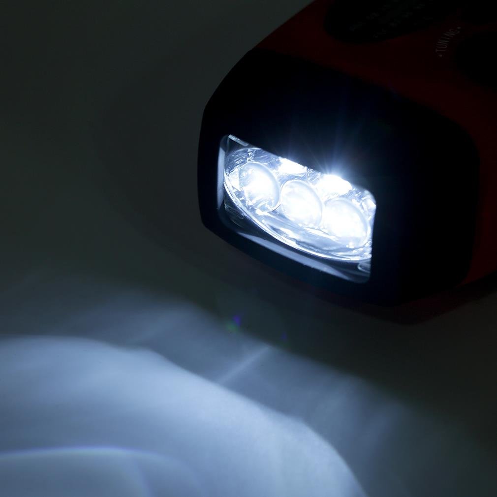 Moobom tragbares Solarradio, Multifunktionshandkurbel Selbstbetriebene Dynamo-nachladbare Wetter-Radio-LED-Taschenlampe mit USB-Ladeanschluss und Mikrokabel