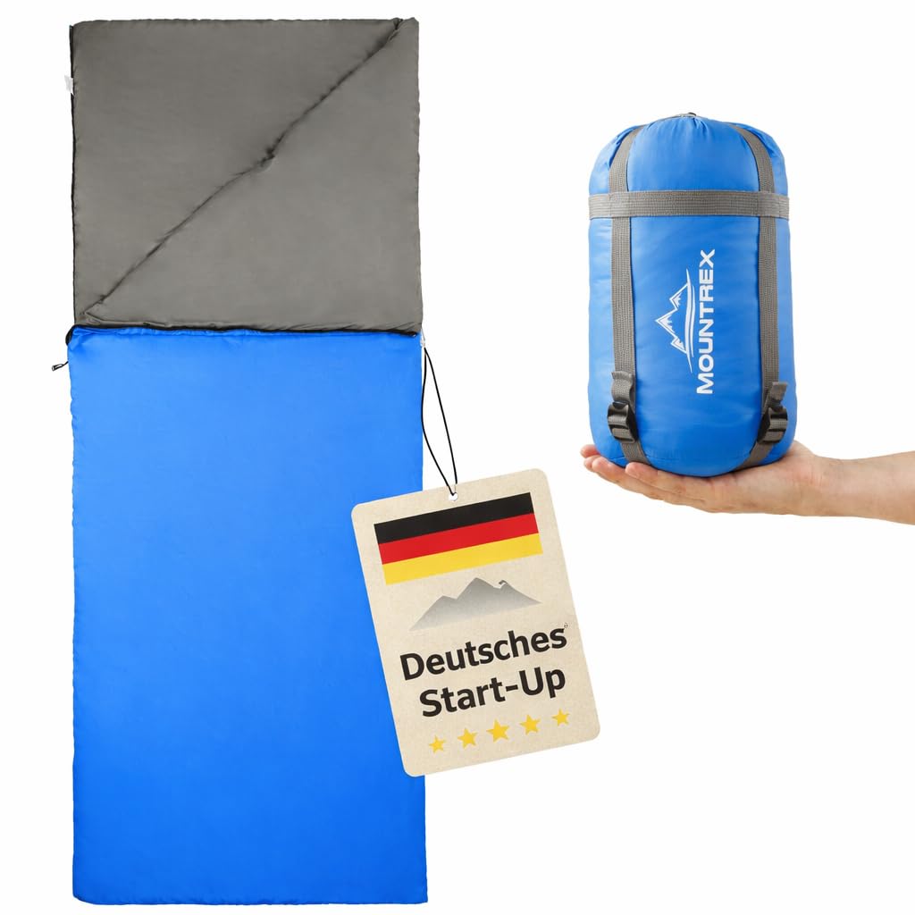 MOUNTREX® Sleeping Bag – Small Pack Size & Ultralight (730 g) Summer Blanket Sleeping Bag – Camping, Travel, Festival – Couplable