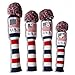 CRAFTSMAN GOLF US Flag Knit Pom Pom White Blue Red Driver,Fairway Wood, Hybrid Head Cover Headcover for Callaway Mizuno Cobra Taylormade
