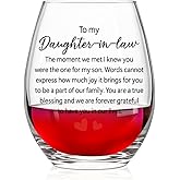 JOYCJTR To My Daughter-In-Law Wine Glass, Bridal Shower Housewarming Anniversary Wedding Gifts for Her Bride, Birthday Christmas Wine Glass Gifts for Daughter-In-Law