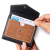 Borgasets Women's RFID Blocking Small Compact Bifold Leather Pocket Wallet Ladies Mini Purse (Black)