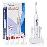 Wellness Oral Care Sonic Power Rechargeable Toothbrush with 10 Replacement Brush Heads and Countertop Charging Base (WE2000)