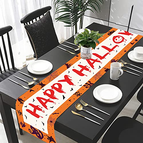 Nieolheoui Halloween Table Runners, Non-Slip Haunted House Table Fabric for Halloween Party Decorations and Scary Movie Nights, 71 x 14 Inch