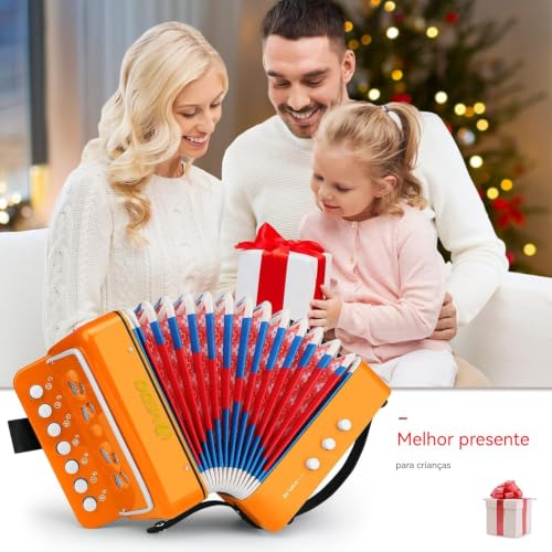 VEDO Acordeon Infantil 10 Teclas, Mini AcordeãO de Brinquedo, Adequado Para CriançAs E Iniciantes, Material de Resina ABS de Segurança, Leve E PortáTil, CriançAs com Mais de 3 Anos e Idade