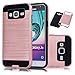 Galaxy J3 Case, J3 Case, Express Prime Case, Amp Prime Case,Kmall [Metal Brushed Texture] Heavy Duty Hybrid Dual Layer Full-Body Shockproof Protective Cover Shell For Samsung Galaxy J3 J320[Rose Gold]