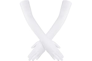 Women Satin Gloves, 1920s Elbow Opera Gloves Stretchy Sunshade Gloves Wedding Bridal Dress Gloves for Evening Party Dresses
