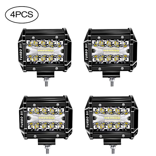 LED Light Pods,TURBOSII 4Pcs 4″ 60W Triple Row Led Light Bar Led Cubes Offroad Work Lights Spot Flood Combo Beam Driving Fog Lights For Trucks Boat Jeep UTV ATV Motorcycle,1 Years Warranty