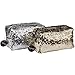 Hinwo Splendid Mermaid Sequin Cosmetic Bag Spangle Makeup Bag Sparkling Shiny Bling Paillette Clutch Handbag Purse Wallet Pouch with Zipper Closure, Cubic, Silver