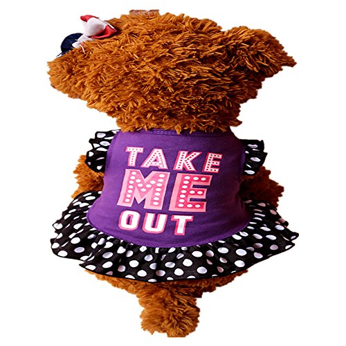 WEUIE Big Puppy Clothes Summer Cute Pet Puppy Small Dog Cat Pet Dress Apparel Clothes Fly Sleeve Dress (M, Purple)
