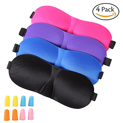 UPC 190835394020, Sleep Mask ,4 Pack Lightweight &amp; Comfortable Super Soft With 4 Pack Ear Plugs Adjustable 3D Contoured Eye Masks for Sleeping, Travel, Shift Work, Naps, Night Blindfold Eyeshade for Men Women