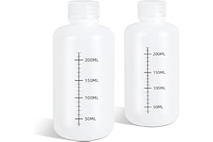 DEMORA 8oz Plastic Bottles with Airtight Caps for Liquids, Graduated Food Grade Plastic Containers, HDPE Thick Liquid Contain