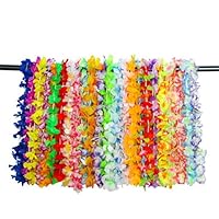 MOONQING 36Pcs Hawaiian Headpiece Paty Wreath Flower Leis Necklace Headband Sets for Hawaiian Luau Party Decoration Supplies