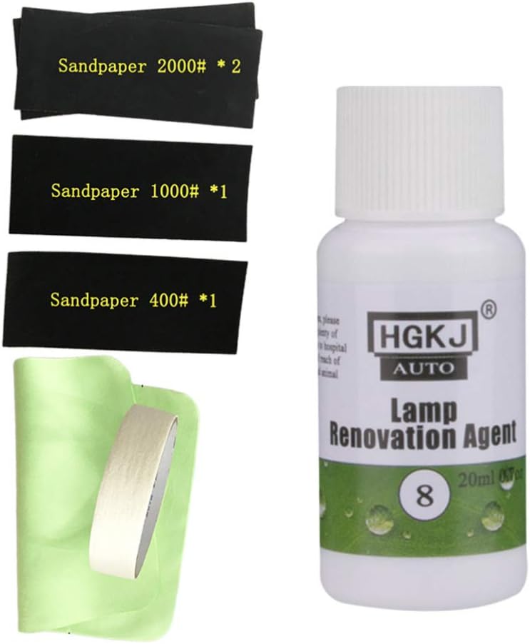 Wakauto 7 Pcs Car Headlight Repair Kit Lamp Plating Refurbishing Agent Headlight Plated Crystal Renovation Repair Tool