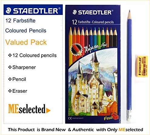 STAEDTLER 12 Farbstifte Coloured pencils Drawing Free Sharpener Pencil Eraser