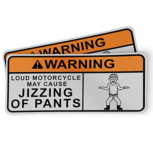 Funny Warning Sticker for Motorcycles, Riders and Gifts - Loud Motorcycle May Cause Jzzing of Pants (2 Pack) - Thumbnail 3