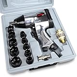 PowRyte 17pcs 1/2-Inch Air Impact Wrench Set with Impact Sockets and Blow Mold Case