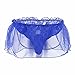 FEESHOW Men's Jockstrap Lace Briefs SISSY POUCH Underwear Ruffle Skirted Crossdress Panties Blue Medium