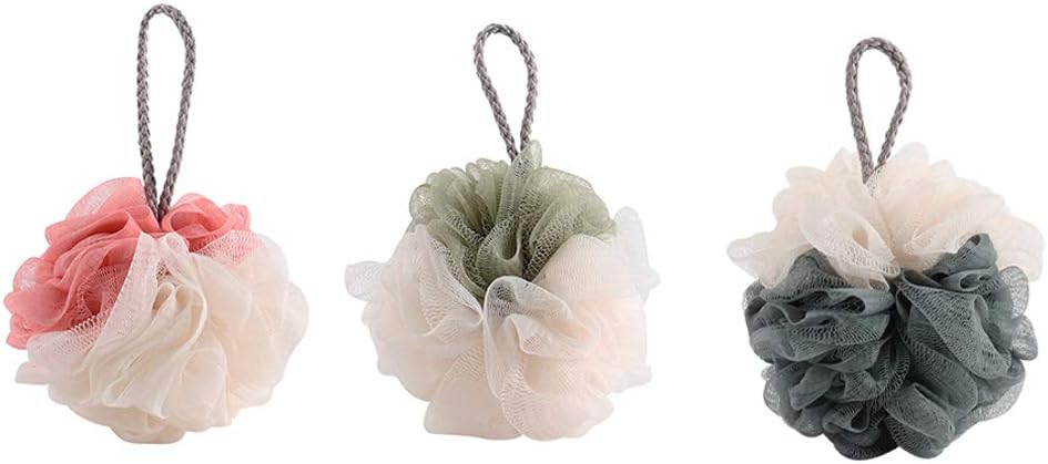 Omenluck 3Pcs Bath Flower Ball Exfoliating Loofah Sponge Deep Cleaning Body