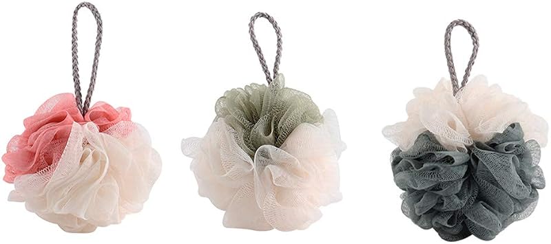 Omenluck 3Pcs Bath Flower Ball Exfoliating Loofah Sponge Deep Cleaning Body