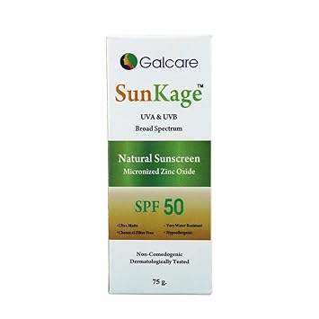 SunKage SPF 50, 100% Physical Sunscreen Natural Zinc Oxide Shield Sunscreen (75 GM)