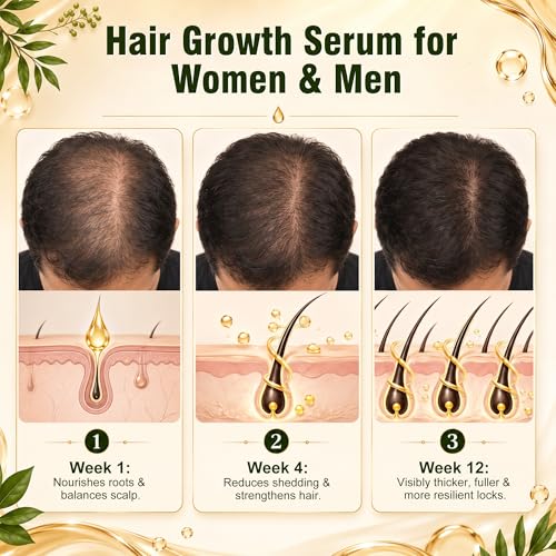 Hair Growth Serum for Women & Men, Hair Growth Spray with Rosemary & Biotin & Caffeine, Non-Greasy & Fast Absorbing Scalp Serum for Hair Thickening & Strengthening, 50ml