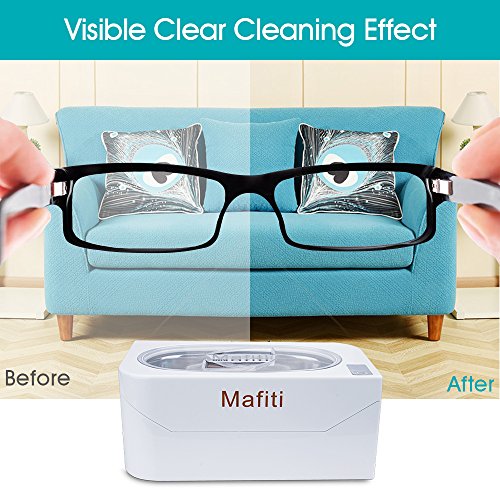 Ultrasonic Jewelry Cleaner Machine 400ml Small Household for Cleaning Eyeglasses, Rings, Dentures Necklaces Watches Coins Mini Portable White - Thumbnail 6