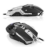 Gaming Mouse, Ostart Combatwing CW30 Wired Mice 7 Buttons 3200DPI 1000Hz Return Rate Weight Tuning with 4 Color Breathing LED Light