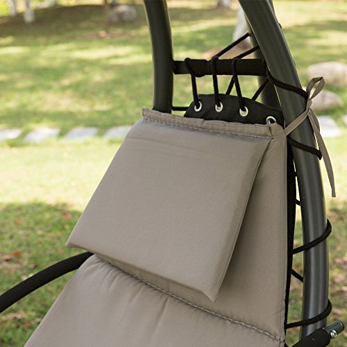 PatioPost Outdoor Hanging Chaise Lounger Chair Swing Hammock Arc Stand Air Porch Canopy, Brown