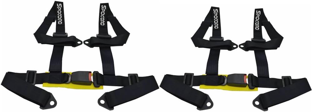 Spocoro SB-0204BLK-BK-2 4 Point Racing Safety Harness Buckle,2" Straps,Black (Pair)