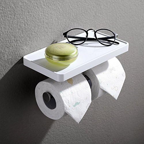 NewConcept Toilet Paper Holder with Shelf - Single Roll - White