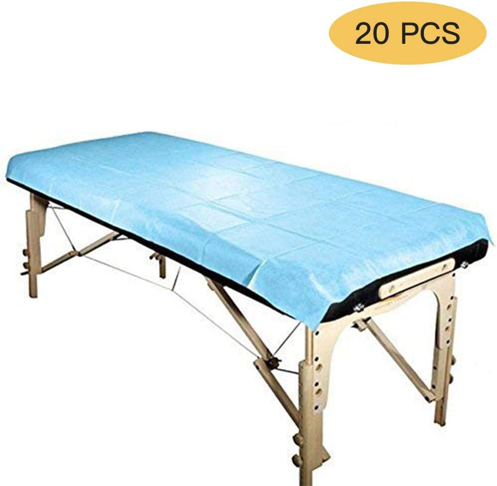 Healthcom Massage Bed Sheet Disposable Sheets Non-Woven Fabric Cover Pad Table 70 x 31.5 inch Bed Sheet for SPA Tattoo Hotels Beauty Salon,Blue(20 Pcs): Health & Personal Care