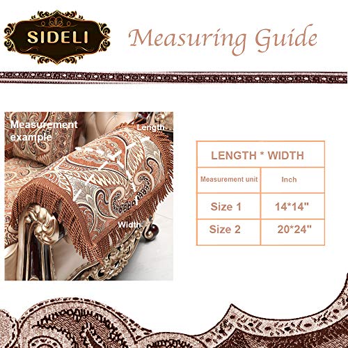 Sideli Luxury Chenille Jacquard Armrest Cover for Chair Couch Sofa Anti-Slip Furniture Protector(2pc-20x24-sofa arm Cover,Dark Green)