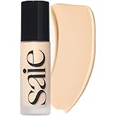 Saie Glowy Super Skin Tint Liquid Foundation - Weightless + Dewy Foundation with Lightweight Medium Coverage - Hydrating Face Makeup + Skin Care Serum Hybrid with Hyaluronic Acid - Shade 4 (1.01 oz)