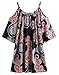 Romwe Women's Summer Cold Shoulder Bohemian Print Loose Tunic Dress