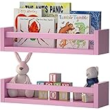 Set of 2 Nursery Room Wall Shelf Light Pink Wood