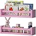 Set of 2 Nursery Room Wall Shelf Light Pink Wood