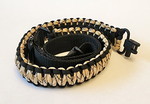 Gun Sling Paracord 550 Adjustible w/ Swivels (Multiple Color Options) (Black & Tan Camo)