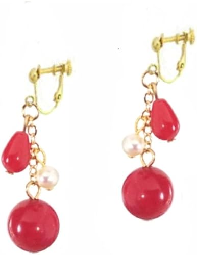 Amazon 可愛いイヤリング レディース ティアドロップ 赤サンゴ 珊瑚 白真珠 イアリング 揺れる 女性 贈り物 誕生日プレゼント クリスマス シンプル イヤリング 通販