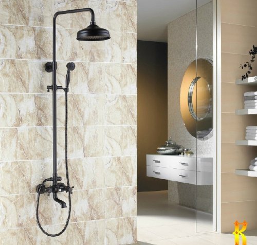 Luxury Oil Rubbed Bronze Bath Shower Faucet Set 8" Rain Shower Head + Hand Sh.. 21 519rDlJIWXL