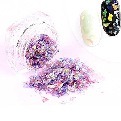 QIMYAR 12 Colors Nail Glitter Ice Mylar Shell Foil Slice Nail Art Decoration Tools (12 color)