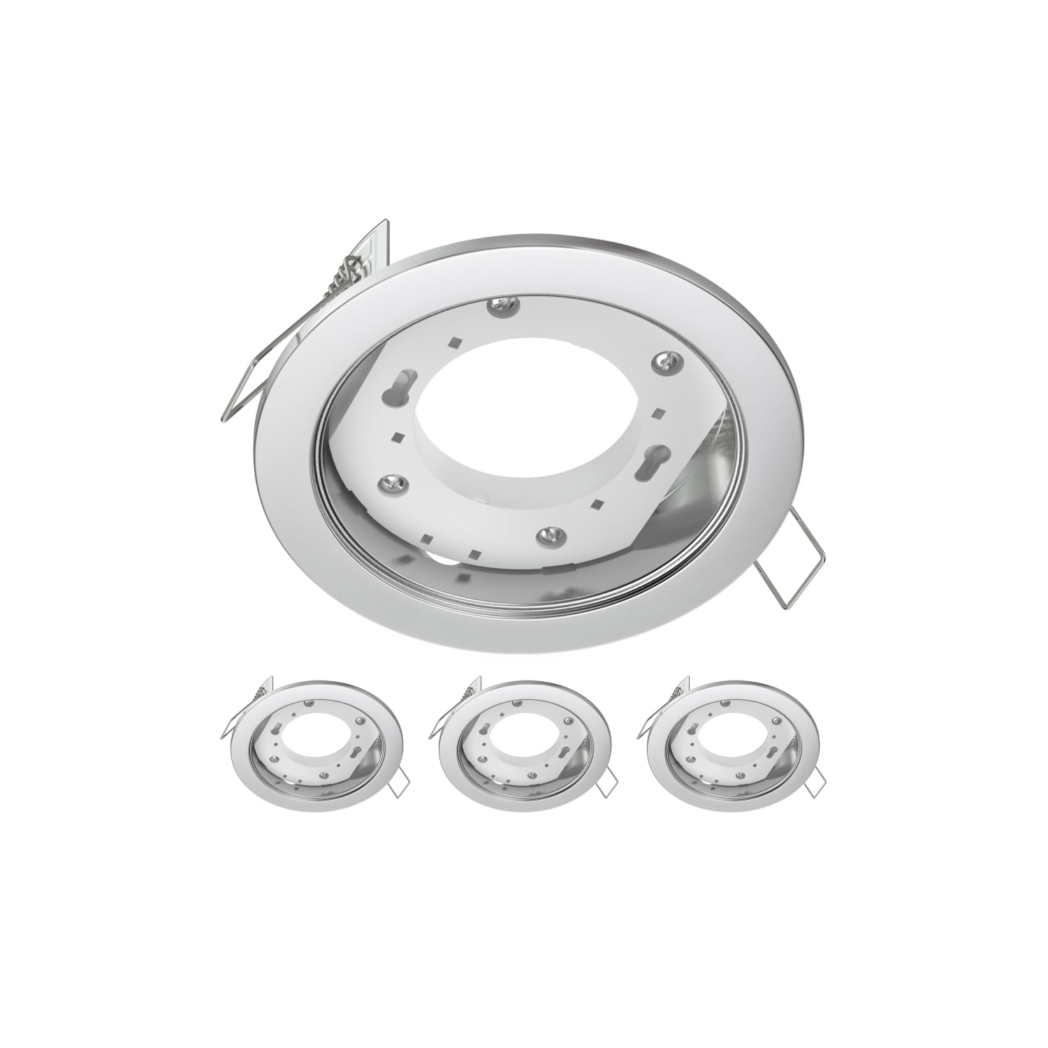 ledscom.de 4 pcs. recessed Ceiling Light ZOBE, Stainless Steel matt, Round, 107mm Ø, 1x GX53 max. 25W