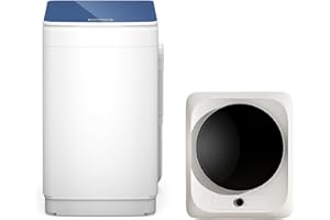 Zynkez 18Lbs Washer and 10Lbs Dryer Combo, Full Automatic Portable Laundry Set with 7 Wash Programs, 5 Dry Modes, Stainless Steel Tub, Compact for Apartments, Dorms, RVs (White + White)