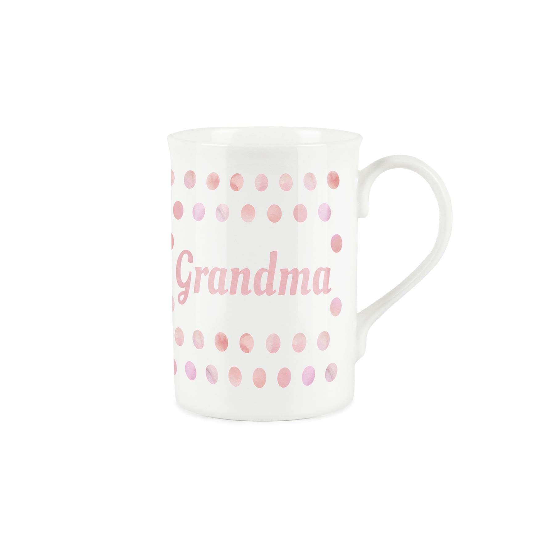 Purely Home Pink Polka Dots Spots Grandma Mug - Fine Bone China Gift/Present Mug for Grandma