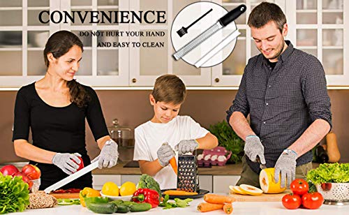 Citrus Lemon Zester & Cheese Grater With Cut Resistant Gloves High Performance Level 5 Protection- Parmesan Cheese, Lemon, Ginger, Garlic, Nutmeg, Chocolate, Vegetables, Fruits - Razor-Sharp Stainless