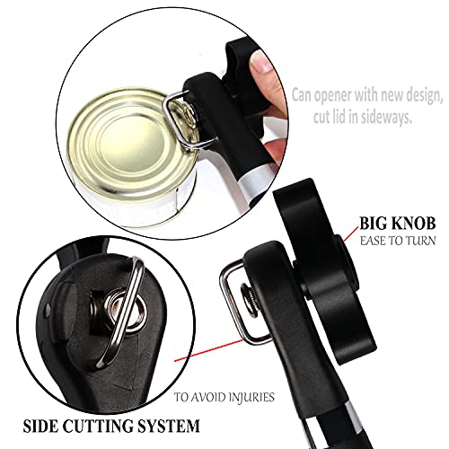 HOTMMGR Manual Can Opener Smooth Edge Safe Cut Can Opener with Soft Grips Handle for Kitchen Restaurant
