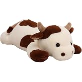 YESGIRL 25.6 inch 5 lbs Cow Weighted Stuffed Animals, Plush Toy Pillow Gift | Large Weighted Plush Animal, Soft Kawaii Plushie, Cute Gifts for Adults, Kids, Boys and Girls(Off-White)