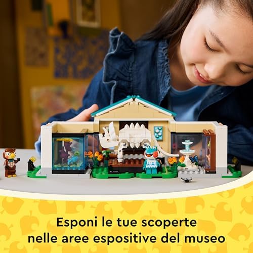 Animal Crossing La Collezione del Museo di Blatero - Giocattolo Interattivo con le Minifigure di Blatero e Gigliola e Fossili di Dinosauro - Regalo per Gamer, Bambine e Bambini da 7 Anni - 77056