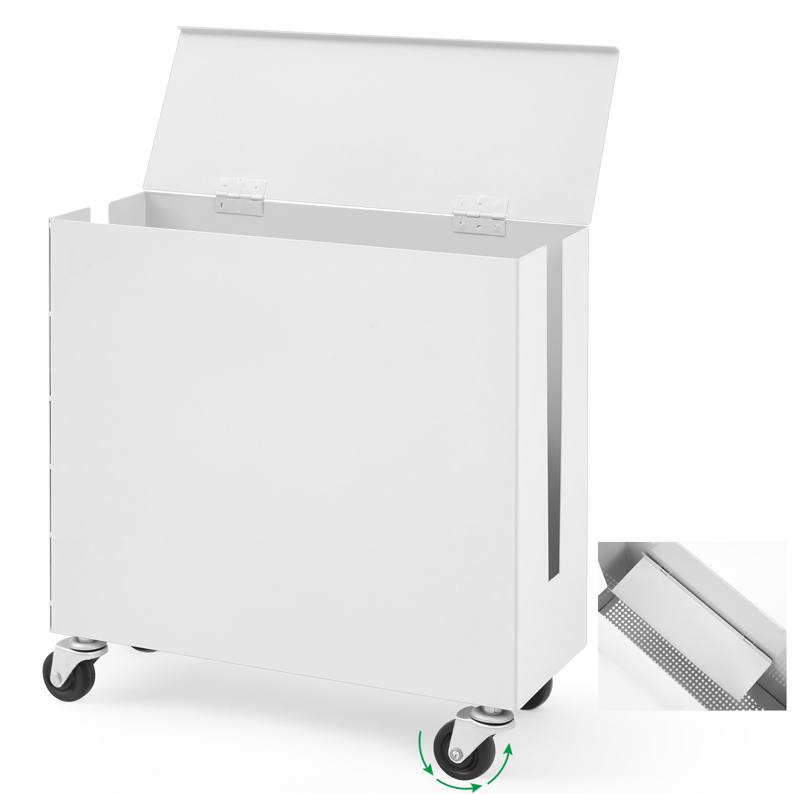 Photo 1 of Briwooody Extra Large Cable Management Box with Caster Wheels Adjustable Cord Hider Box for Power Strip Metal Router Hider Organizer Surge Protector Storage Organizer for Office, Home(White)